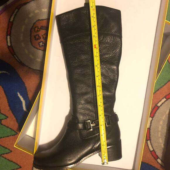 Circa Joan David Leather Tall Riding Boot Black Low block Heel Silver Accent 6.5 - Picture 15 of 15